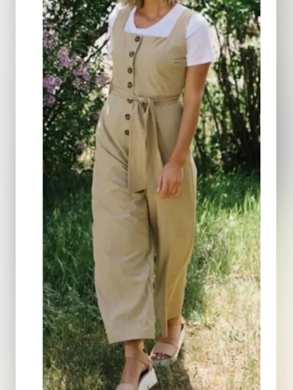 Albion Fit Buttoned Up Tie Waist Overall Jumpsuit Pink Purple Size Small Travel - Picture 14 of 16